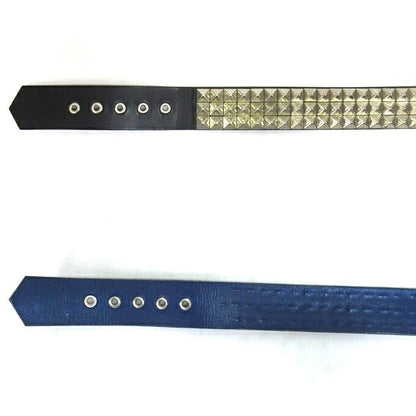 toccat 3-Row Studded Leather Belt Silver Blue Size ONE SIZE