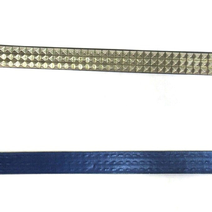 toccat 3-Row Studded Leather Belt Silver Blue Size ONE SIZE