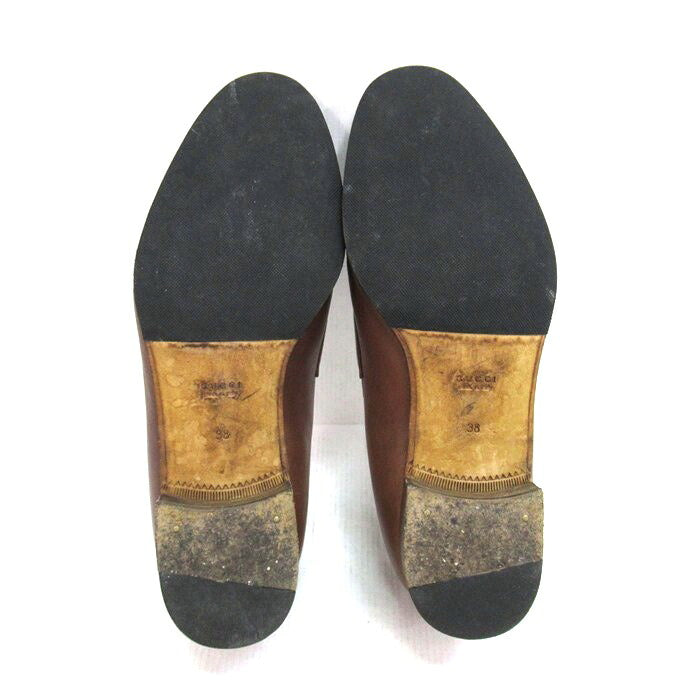 GUCCI Interlocking Web Line Tassel Loafer Brown Size EU 38