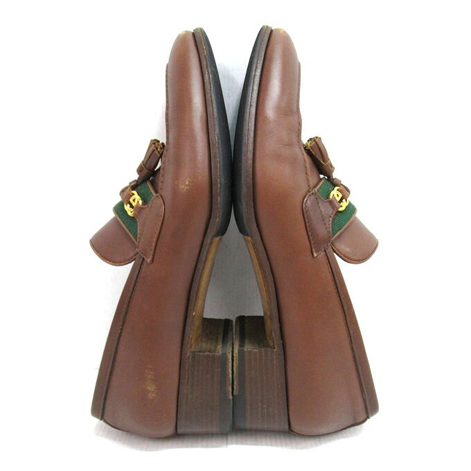 GUCCI Interlocking Web Line Tassel Loafer Brown Size EU 38