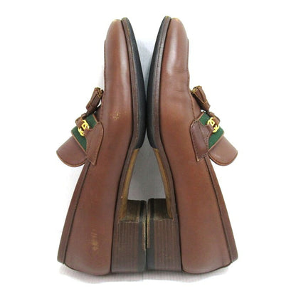 GUCCI Interlocking Web Line Tassel Loafer Brown Size EU 38