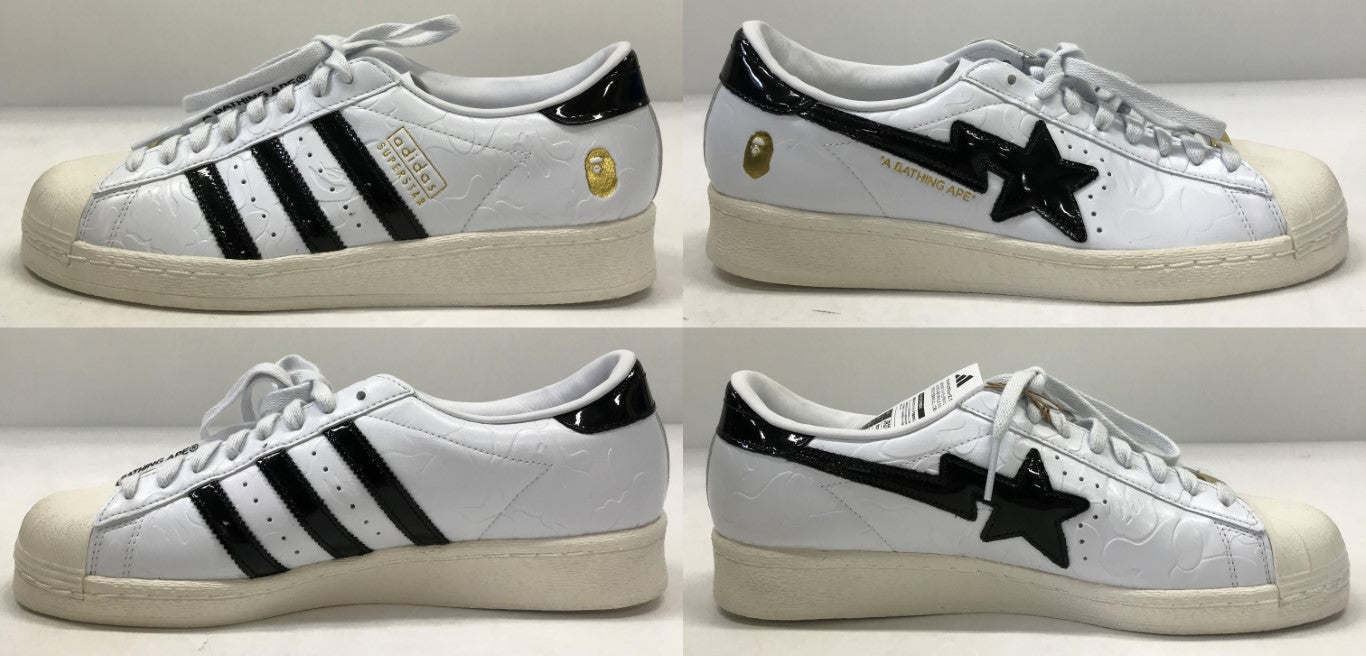 A BATHING APE x adidas Superstar V White Sneakers Size 28