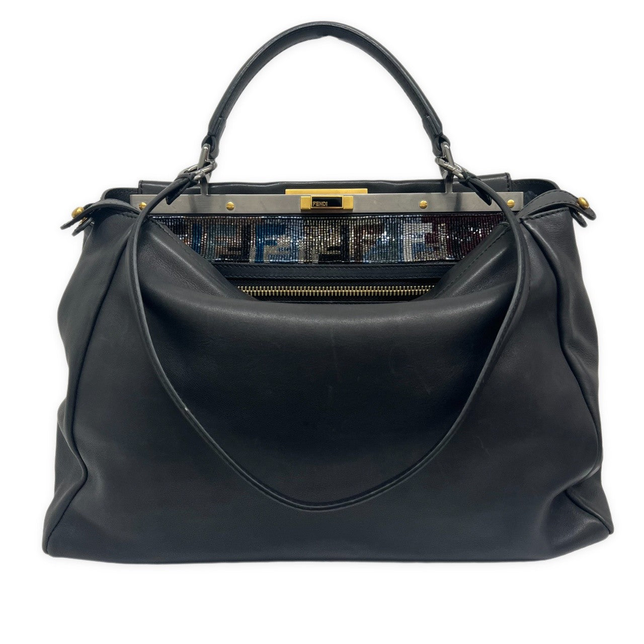 FENDI Peekaboo Large Beaded ZUCCA Handbag Size ONE SIZE