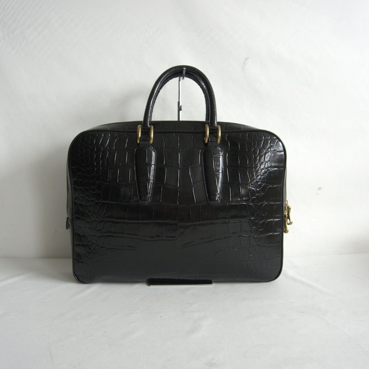 TOFF&LOADSTONE Embossed Croco Briefcase Bag Black
