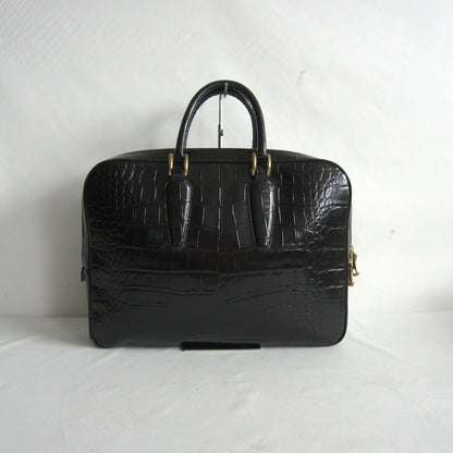 TOFF&LOADSTONE Embossed Croco Briefcase Bag Black