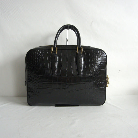 TOFF&LOADSTONE Embossed Croco Briefcase Bag Black