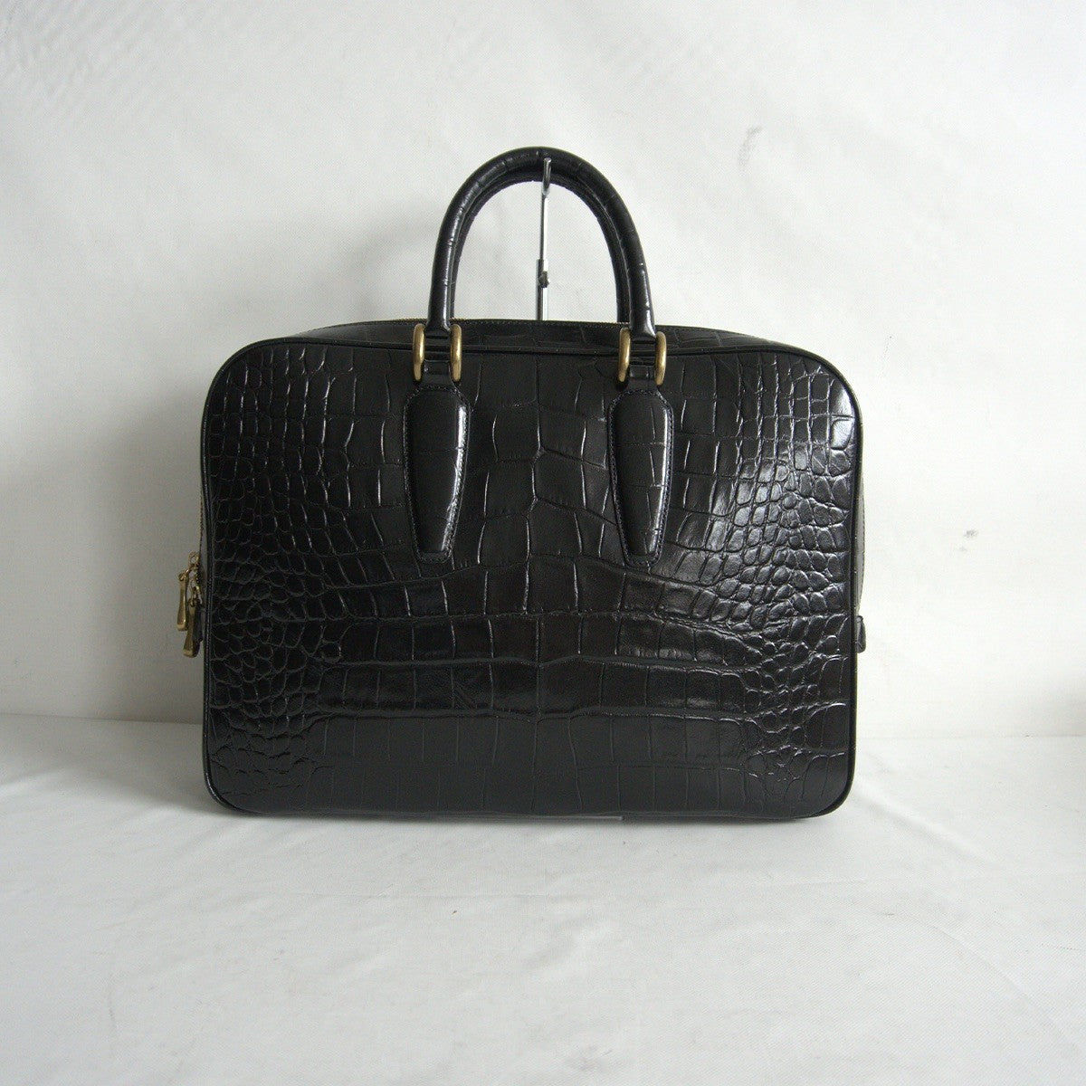 TOFF&LOADSTONE Embossed Croco Briefcase Bag Black