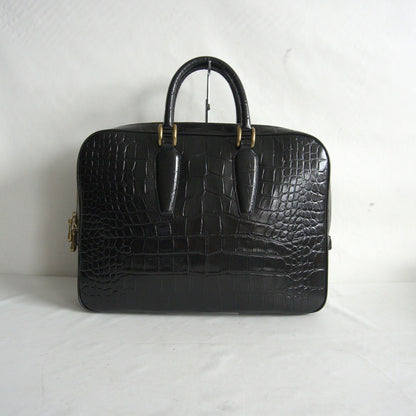 TOFF&LOADSTONE Embossed Croco Briefcase Bag Black