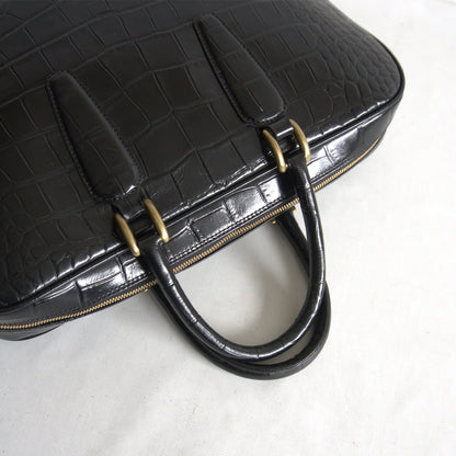 TOFF&LOADSTONE Embossed Croco Briefcase Bag Black