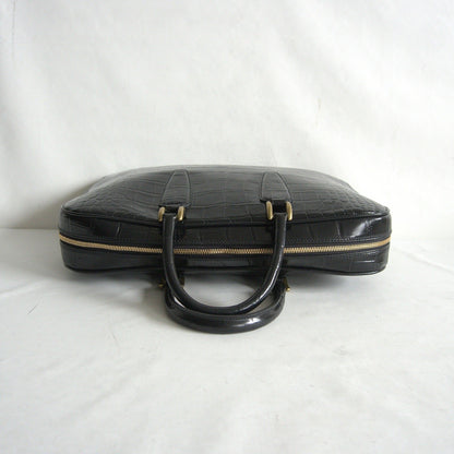 TOFF&LOADSTONE Embossed Croco Briefcase Bag Black