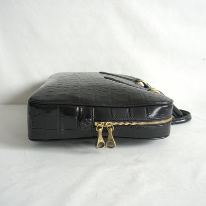 TOFF&LOADSTONE Embossed Croco Briefcase Bag Black