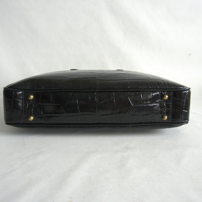 TOFF&LOADSTONE Embossed Croco Briefcase Bag Black