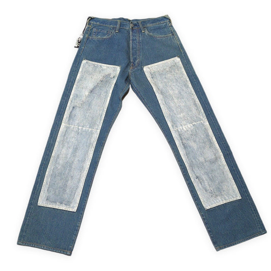 EVISU Lot.0001 Double Knee White Paint Jeans Blue Size 30