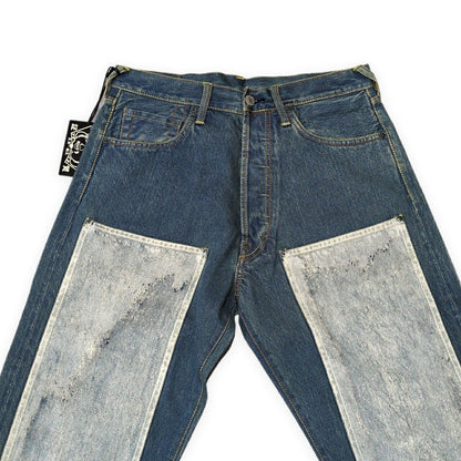 EVISU Lot.0001 Double Knee White Paint Jeans Blue Size 30