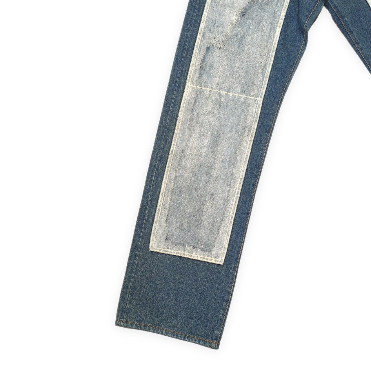 EVISU Lot.0001 Double Knee White Paint Jeans Blue Size 30