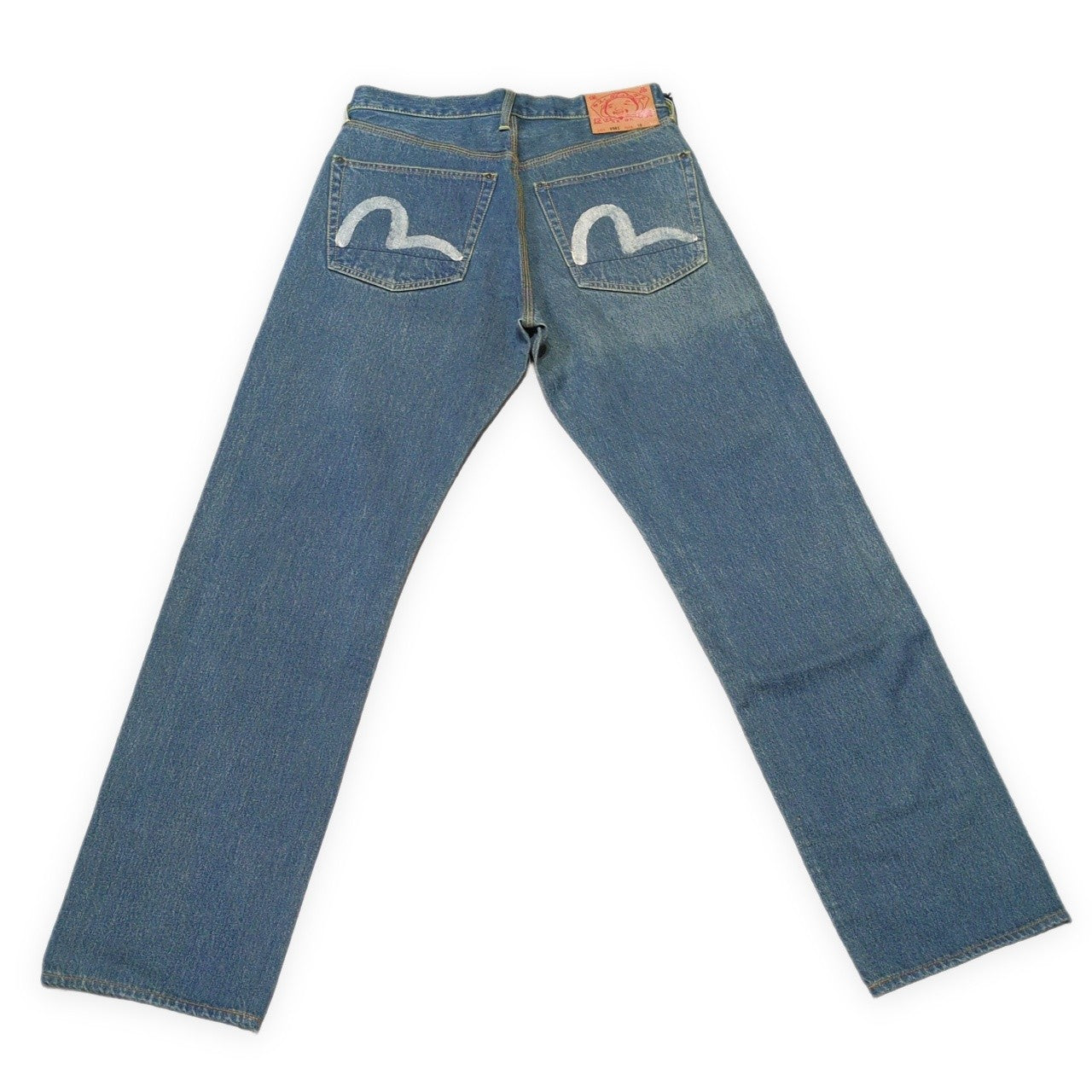 EVISU Lot.0001 Double Knee White Paint Jeans Blue Size 30