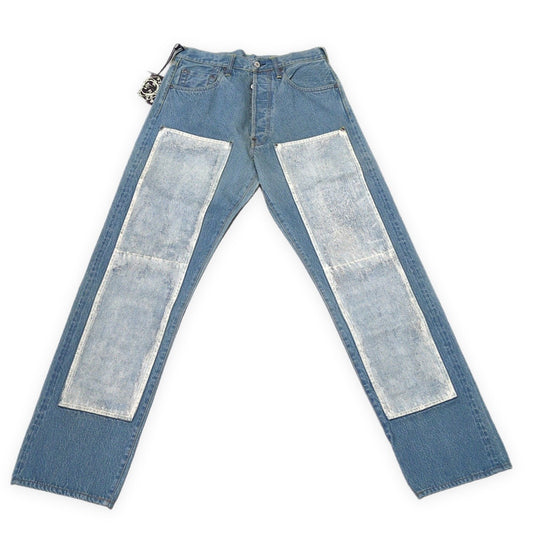 EVISU Lot.0001 Double Knee White Paint Jeans Size 30