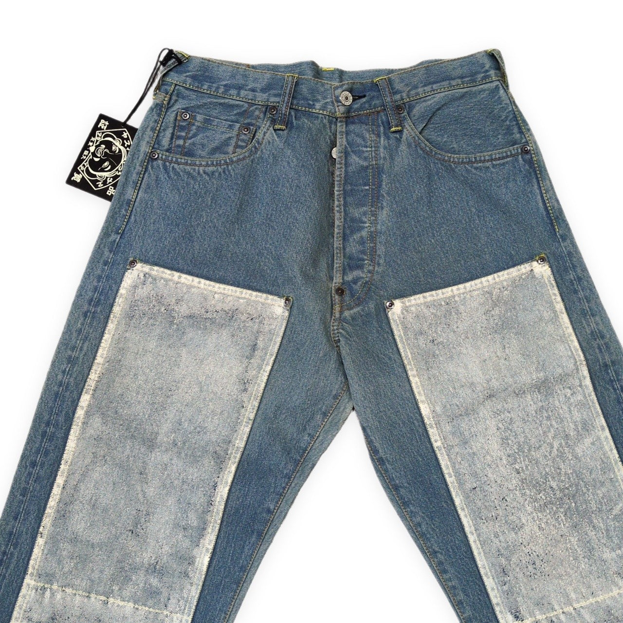 EVISU Lot.0001 Double Knee White Paint Jeans Size 30