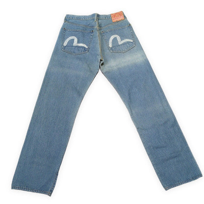 EVISU Lot.0001 Double Knee White Paint Jeans Size 30