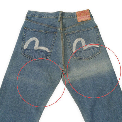 EVISU Lot.0001 Double Knee White Paint Jeans Size 30