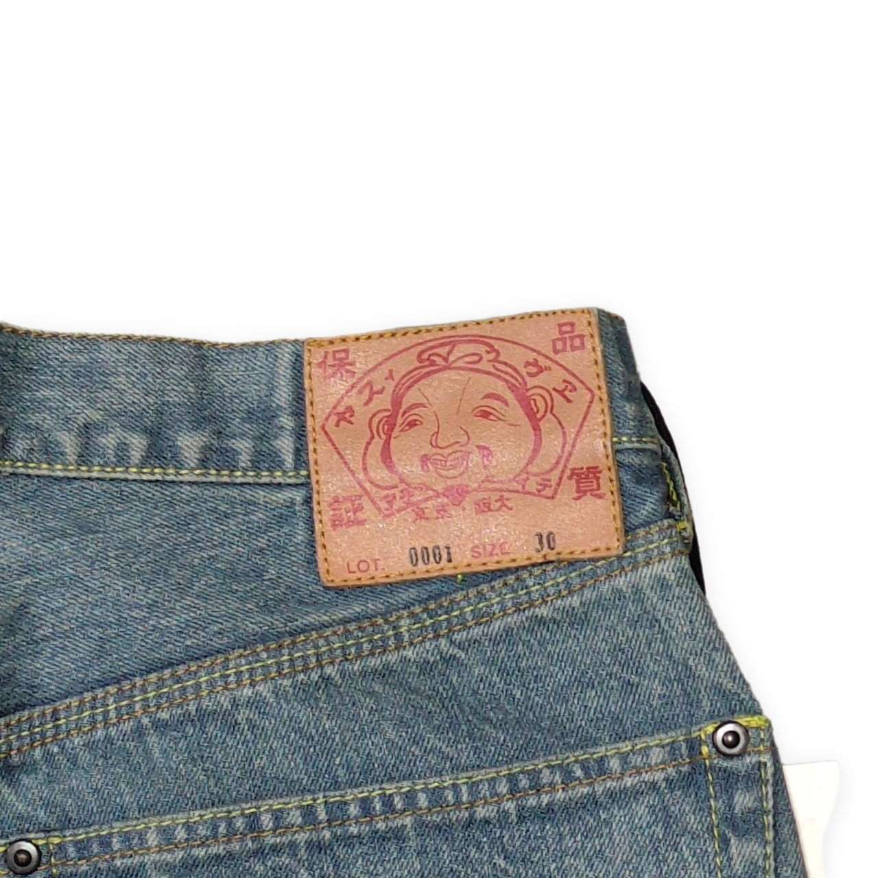 EVISU Lot.0001 Double Knee White Paint Jeans Size 30