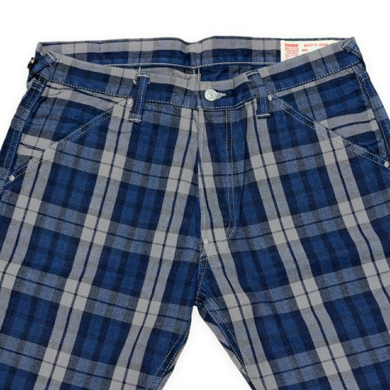 EVISU Yamane 7550 Check Cotton Shorts Blue Size 36