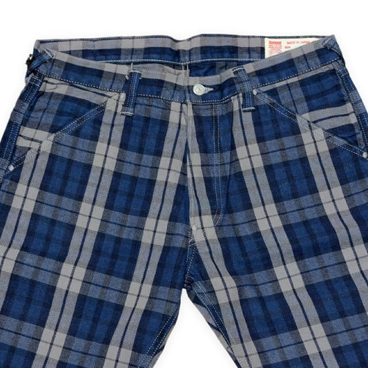 EVISU Yamane 7550 Check Cotton Shorts Blue Size 36