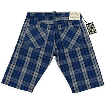 EVISU Yamane 7550 Check Cotton Shorts Blue Size 36