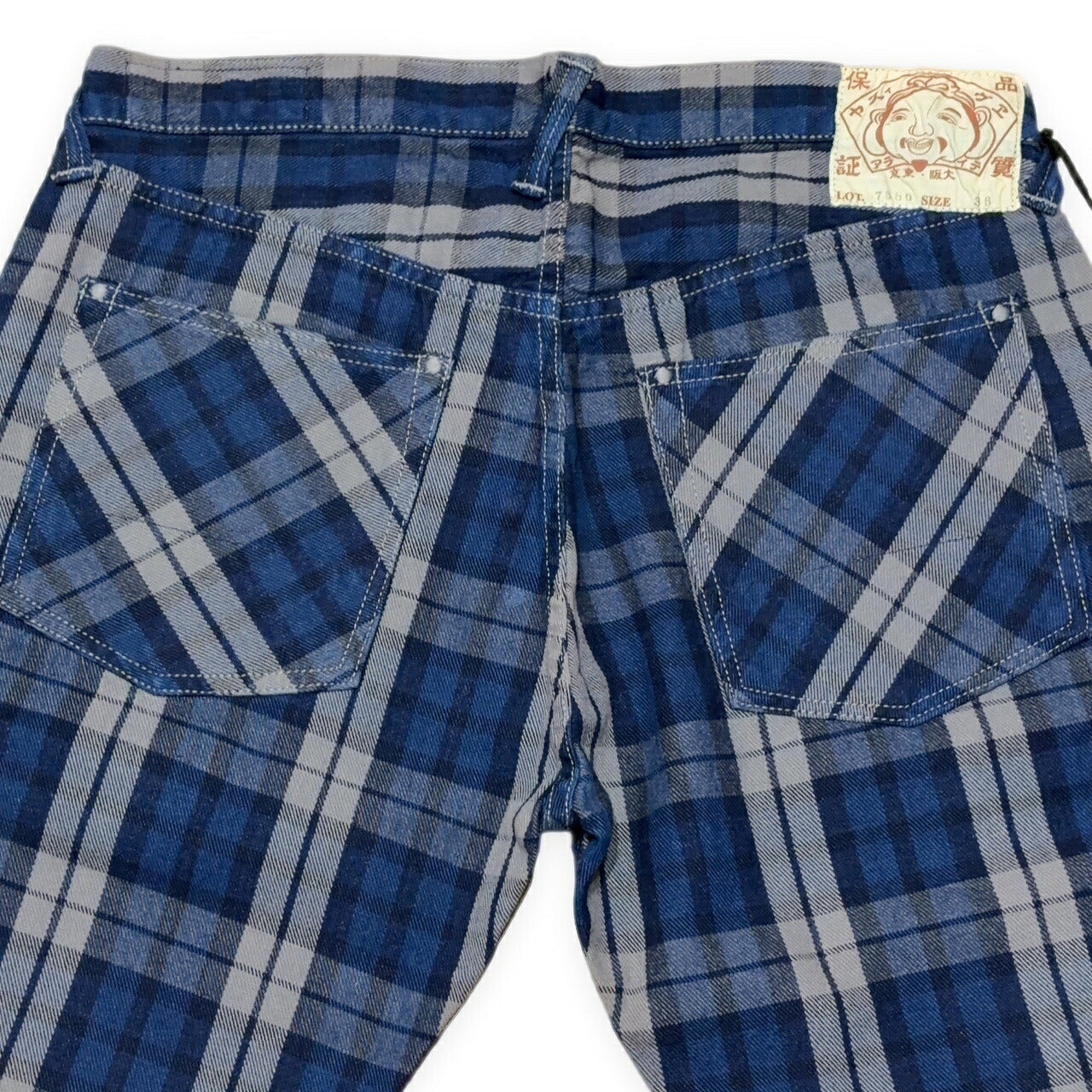 EVISU Yamane 7550 Check Cotton Shorts Blue Size 36