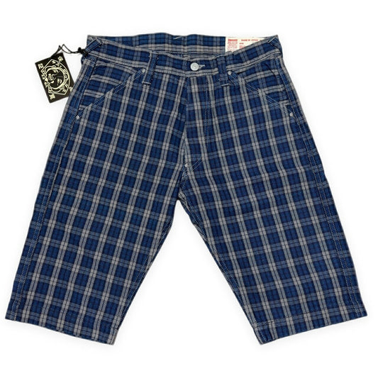 EVISU Yamane 7550 Blue Check Cotton Shorts Size 32