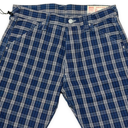 EVISU Yamane 7550 Blue Check Cotton Shorts Size 32