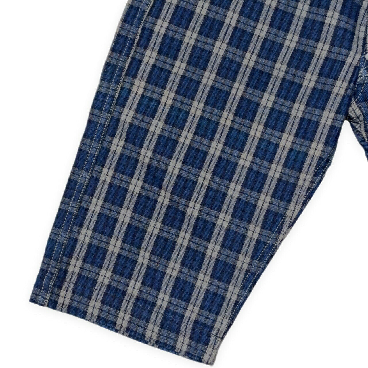 EVISU Yamane 7550 Blue Check Cotton Shorts Size 32