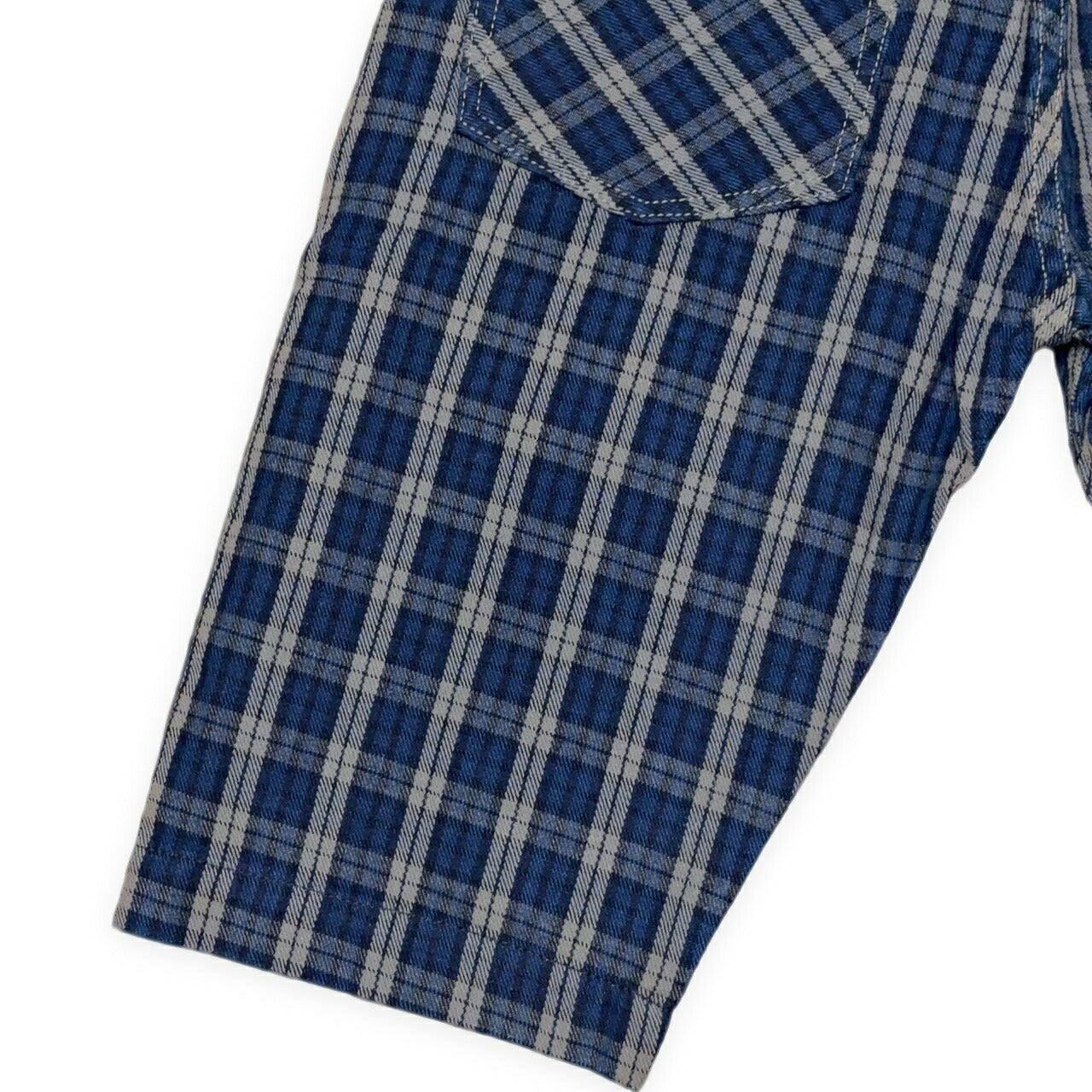 EVISU Yamane 7550 Blue Check Cotton Shorts Size 32