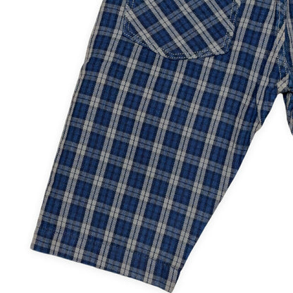 EVISU Yamane 7550 Blue Check Cotton Shorts Size 32