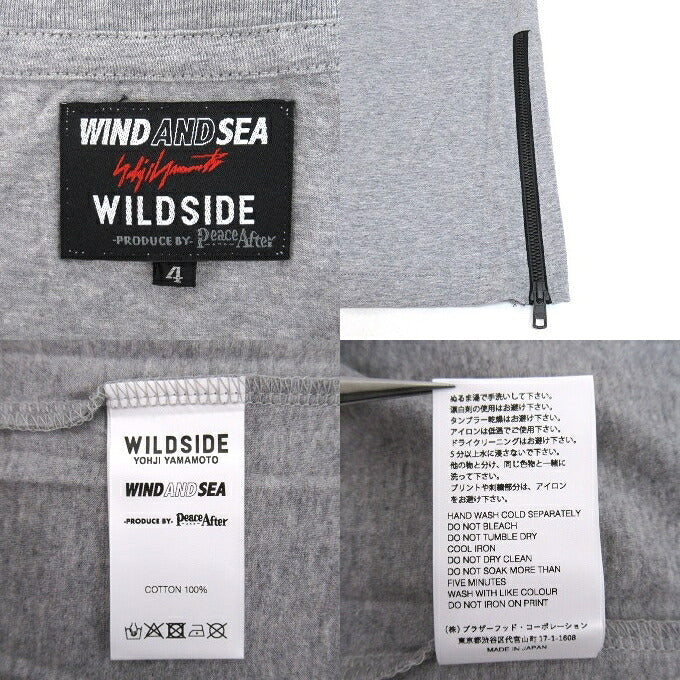 WILDSIDE YOHJI YAMAMOTO x WIND AND SEA T-Shirt Gray Size 4