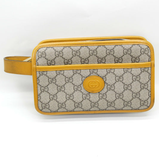 GUCCI GG Supreme Canvas Leather Clutch Bag Size ONE SIZE