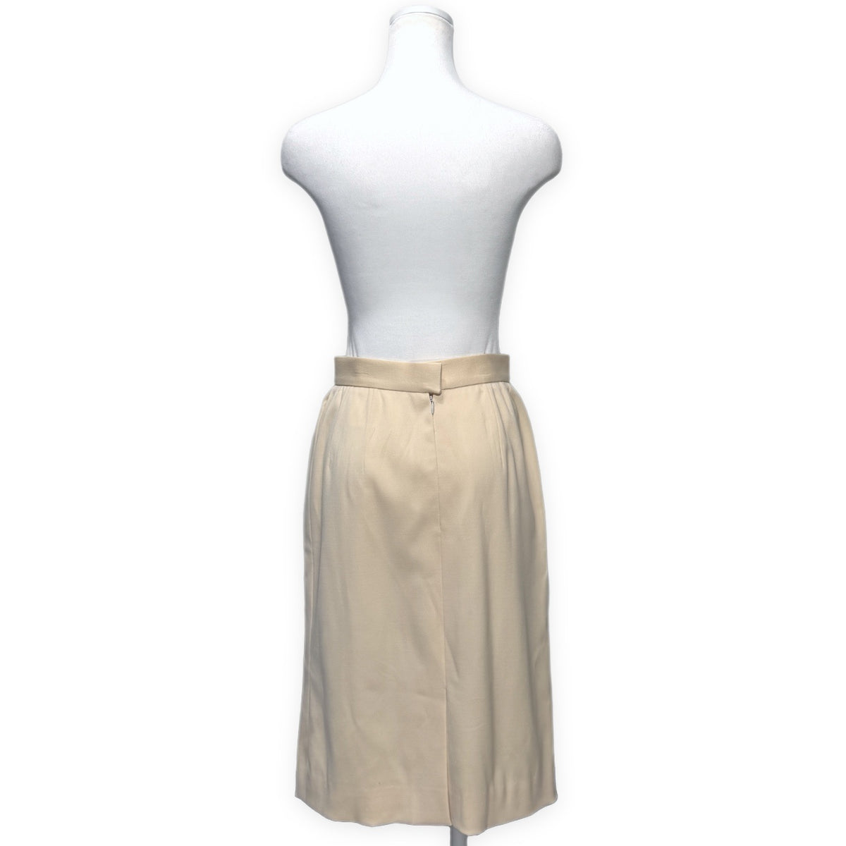 CHANEL Wool Tight Skirt Beige Made in France Size 38