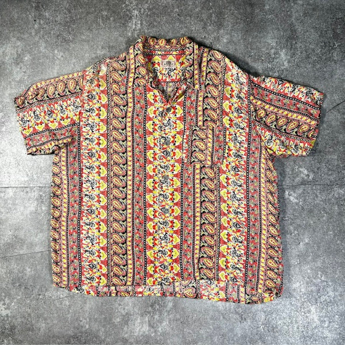 BRENT 50s Striped Open Collar Short Sleeve Shirt Size L