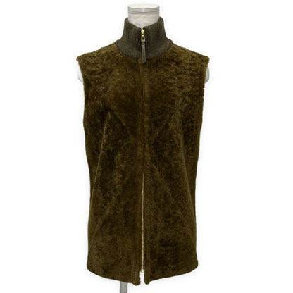 LOEWE 2023 FW Khaki Lamb Leather Puzzle Fold Vest Size 36
