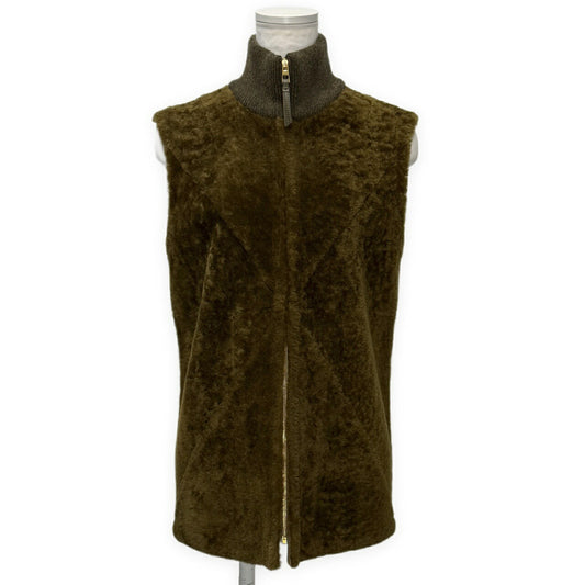 LOEWE 2023 FW Khaki Lamb Leather Puzzle Fold Vest Size 36