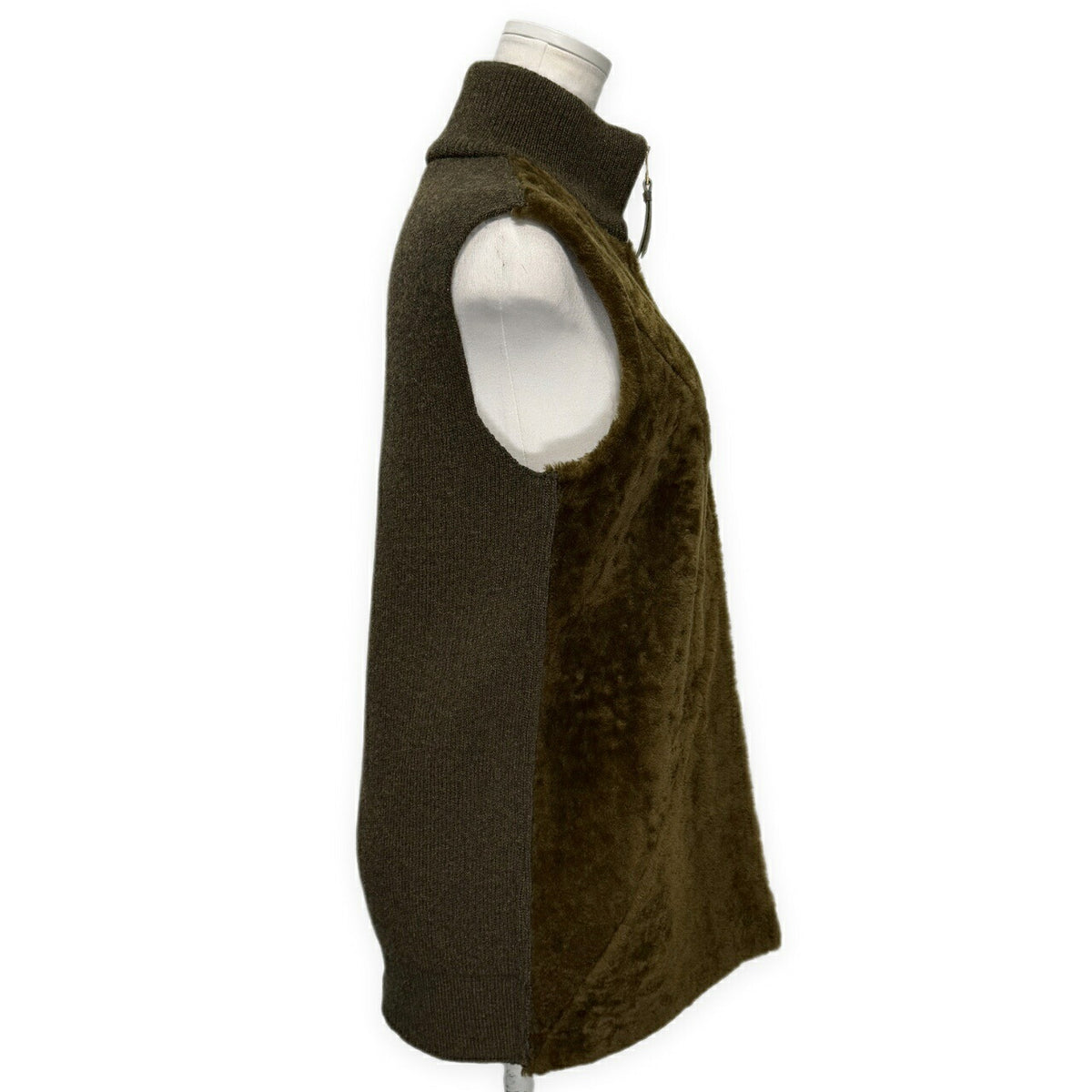 LOEWE 2023 FW Khaki Lamb Leather Puzzle Fold Vest Size 36
