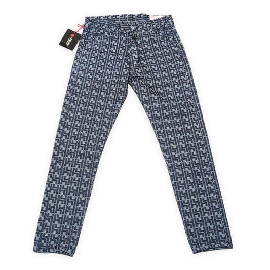 EVISU Lot.5500 Blue Monogram Jacquard Denim Jeans Size 32