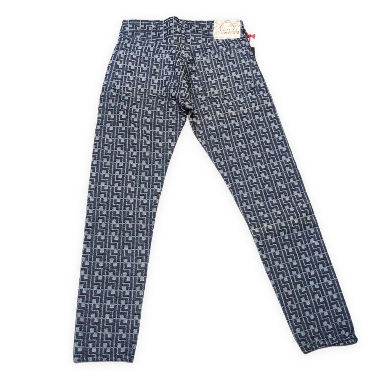 EVISU Lot.5500 Blue Monogram Jacquard Denim Jeans Size 32