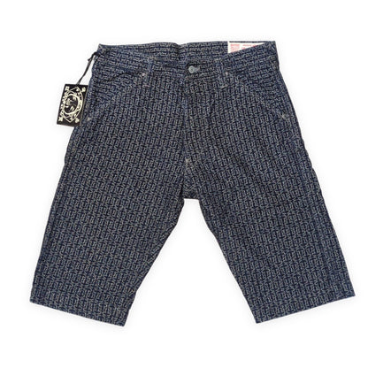 EVISU 7550 All-Over Jacquard Cotton Shorts Blue Size 32