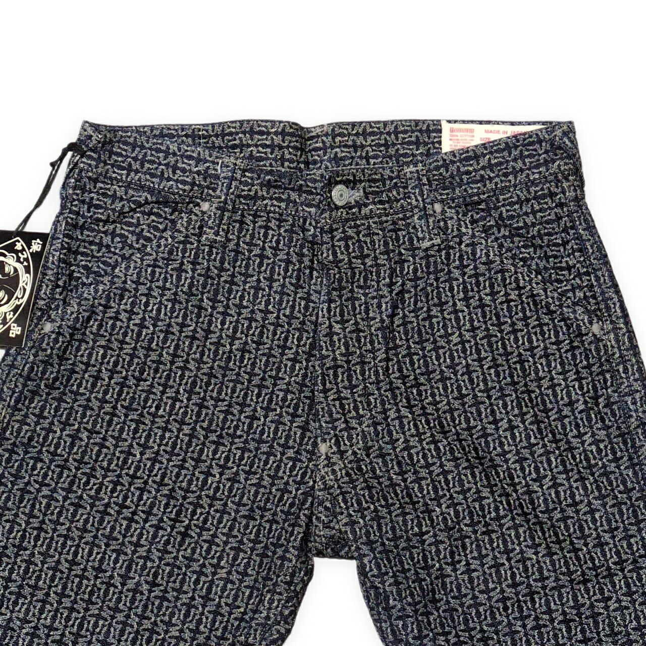 EVISU 7550 All-Over Jacquard Cotton Shorts Blue Size 32