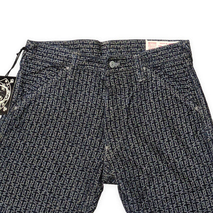 EVISU 7550 All-Over Jacquard Cotton Shorts Blue Size 32
