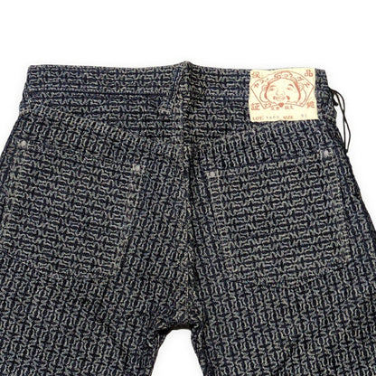EVISU 7550 All-Over Jacquard Cotton Shorts Blue Size 32