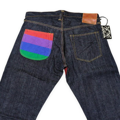 EVISU 2000T Rainbow Selvedge Straight Jeans Size 38