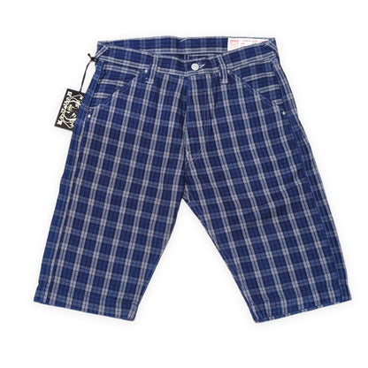 EVISU 7550 Check Cotton Shorts Blue Size 32