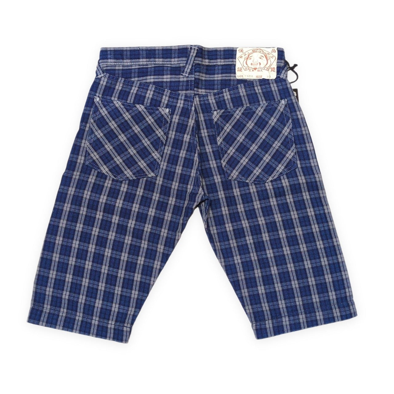EVISU 7550 Check Cotton Shorts Blue Size 32